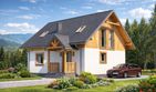Projekt domu L-82 Dom szkieletowy - parterowy z poddaszem dom o powierzchni 86,80 m², dach dwuspadowy - ujęcie 2