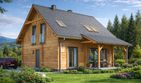 Projekt domu L-97 Dom tulipanowa - z bali - parterowy z poddaszem dom o powierzchni 102,90 m², dach dwuspadowy - ujęcie 2