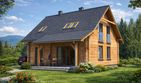 Projekt domu L-97 Dom tulipanowa - z bali - parterowy z poddaszem dom o powierzchni 102,90 m², dach dwuspadowy - ujęcie 3