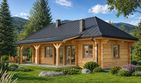 Projekt domu A-113 Dom olchowa - z bali - parterowy dom o powierzchni 99,80 m², dach czterospadowy - ujęcie 3