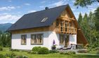 Projekt domu L-33 Dom lublińska - szkieletowy - parterowy z poddaszem dom o powierzchni 126,90 m², dach dwuspadowy, koszt budowy 304 560 zł - ujęcie frontu