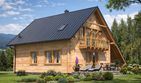 Projekt domu L-33 Dom lublińska - z bali - parterowy z poddaszem dom o powierzchni 123,70 m², dach dwuspadowy, koszt budowy 346 360 zł - ujęcie frontu