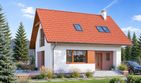 Projekt domu Jagoda - parterowy z poddaszem dom o powierzchni 87,05 m², dach dwuspadowy, koszt budowy 227 000 zł - ujęcie frontu