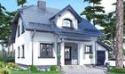 Projekt domu APS 146 - parterowy z poddaszem dom o powierzchni 119,80 m², dach naczółkowy, koszt budowy 319 000 zł - ujęcie frontu