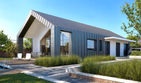 Projekt domu Lancaster DCB104 - parterowy dom o powierzchni 84,33 m², dach dwuspadowy, koszt budowy 285 000 zł - ujęcie frontu