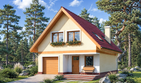 Projekt domu Promyk - parterowy z poddaszem dom o powierzchni 115,80 m², dach dwuspadowy, koszt budowy 301 000 zł - ujęcie frontu
