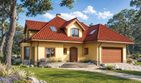 Projekt domu Magnolia - parterowy z poddaszem dom o powierzchni 174 m², dach kopertowy, koszt budowy 458 000 zł - ujęcie frontu