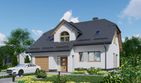 Projekt domu APS 040 + P - parterowy z poddaszem dom o powierzchni 155,40 m², dach naczółkowy, koszt budowy 428 000 zł - ujęcie frontu