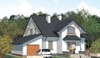 Projekt domu APS 102 + G - parterowy z poddaszem dom o powierzchni 142,30 m², dach dwuspadowy, koszt budowy 364 000 zł - ujęcie frontu