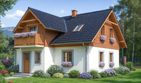 Projekt domu L-73 Dom wierzbowa - murowany - parterowy z poddaszem dom o powierzchni 121,10 m², dach dwuspadowy, koszt budowy 302 750 zł - ujęcie frontu