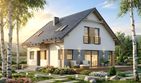 Projekt domu HG-N3A - parterowy z poddaszem dom o powierzchni 116,80 m², dach dwuspadowy, koszt budowy 286 000 zł - ujęcie frontu