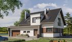 Projekt domu Klara Polo (1422) - parterowy z poddaszem dom o powierzchni 140,30 m², dach dwuspadowy, koszt budowy 383 000 zł - ujęcie frontu