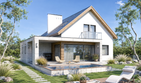 Projekt domu Alamo c - parterowy z poddaszem dom o powierzchni 132,20 m², dach dwuspadowy, koszt budowy 371 000 zł - ujęcie frontu