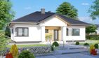 Projekt domu APS 277 - parterowy dom o powierzchni 108,90 m², dach kopertowy, koszt budowy 354 000 zł - ujęcie frontu