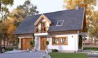 Projekt domu Bielik - parterowy z poddaszem dom o powierzchni 103,20 m², dach dwuspadowy, koszt budowy 256 000 zł - ujęcie frontu