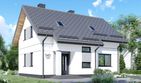 Projekt domu APS 141 NEW - parterowy z poddaszem dom o powierzchni 109,40 m², dach dwuspadowy, koszt budowy 284 000 zł - ujęcie frontu