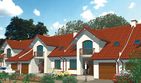 Projekt domu APS 170 - parterowy z poddaszem dom o powierzchni 152 m², dach dwuspadowy - ujęcie frontu