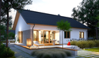 Projekt domu Swen II energo - parterowy dom o powierzchni 96,61 m², dach dwuspadowy, koszt budowy 259 000 zł - ujęcie frontu