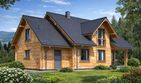 Projekt domu A-132 Dom żurawia - z bali - parterowy z poddaszem dom o powierzchni 154,20 m², dach dwuspadowy - ujęcie 4