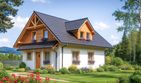 Projekt domu A-133 Dom jaśminowa - szkieletowy - parterowy z poddaszem dom o powierzchni 107,60 m², dach dwuspadowy, koszt budowy 258 240 zł - ujęcie frontu