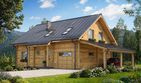 Projekt domu A-135 Dom zajęcza - z bali - parterowy z poddaszem dom o powierzchni 150,40 m², dach dwuspadowy - ujęcie 2