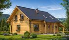 Projekt domu A-135 Dom zajęcza - z bali - parterowy z poddaszem dom o powierzchni 150,40 m², dach dwuspadowy - ujęcie 3