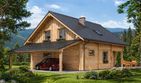 Projekt domu A-135 Dom zajęcza - z bali - parterowy z poddaszem dom o powierzchni 150,40 m², dach dwuspadowy - ujęcie 4
