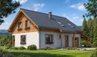 Projekt domu A-135 Dom zajęcza - szkieletowy - parterowy z poddaszem dom o powierzchni 153,90 m², dach dwuspadowy - ujęcie 2