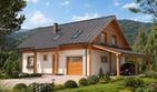 Projekt domu A-135 Dom zajęcza - szkieletowy - parterowy z poddaszem dom o powierzchni 153,90 m², dach dwuspadowy - ujęcie 3
