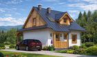 Projekt domu A-136 Dom zachodnia - szkieletowy - parterowy z poddaszem dom o powierzchni 59 m², dach dwuspadowy - ujęcie 3