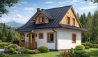 Projekt domu A-136 Dom zachodnia - szkieletowy - parterowy z poddaszem dom o powierzchni 59 m², dach dwuspadowy - ujęcie 4