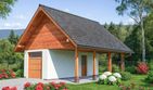 Projekt garażu G-4 - szkieletowy - parterowy dom o powierzchni 21,90 m², dach dwuspadowy - ujęcie frontu