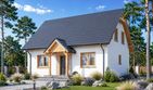 Projekt domu Domek Na Wierzbowej (021 ES) - parterowy z poddaszem dom o powierzchni 106,30 m², dach dwuspadowy - ujęcie frontu