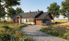 Projekt domu Angustus I G1 - parterowy dom o powierzchni 91,44 m², dach dwuspadowy, koszt budowy 296 000 zł - ujęcie frontu