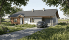 Projekt domu Angustus I G2 - parterowy dom o powierzchni 91,44 m², dach dwuspadowy, koszt budowy 303 000 zł - ujęcie frontu