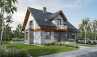 Projekt domu Directus I G1 - parterowy z poddaszem dom o powierzchni 141,20 m², dach dwuspadowy, koszt budowy 349 000 zł - ujęcie frontu