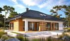 Projekt domu Marcel - parterowy dom o powierzchni 135,65 m², dach kopertowy, koszt budowy 411 000 zł - ujęcie frontu