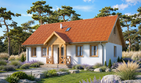 Projekt domu Domek na Podlaskiej (017 ES) - parterowy z poddaszem dom o powierzchni 107,58 m², dach dwuspadowy - ujęcie frontu