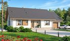 Projekt domu Mokka 5 - parterowy dom o powierzchni 104,88 m², dach dwuspadowy, koszt budowy 292 000 zł - ujęcie frontu