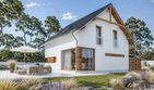 Projekt domu eko Typowy 7 - parterowy z poddaszem dom o powierzchni 141,30 m², dach dwuspadowy - ujęcie 2