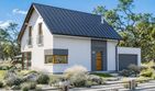Projekt domu eko Typowy 11 - parterowy z poddaszem dom o powierzchni 168,47 m², dach dwuspadowy, koszt budowy 438 000 zł - ujęcie frontu