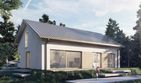 Projekt domu eko Typowy 20 - parterowy dom o powierzchni 120,90 m², dach dwuspadowy, koszt budowy 371 000 zł - ujęcie frontu