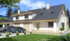 Projekt domu Jaś A - bliźniak PLP - parterowy z poddaszem dom o powierzchni 143,50 m², dach dwuspadowy - ujęcie frontu