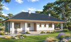 Projekt domu Fiona - parterowy dom o powierzchni 103,60 m², dach kopertowy, koszt budowy 293 000 zł - ujęcie frontu