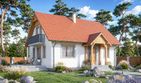 Projekt domu Domek Prosty ES (009 ES) - parterowy z poddaszem dom o powierzchni 113,74 m², dach dwuspadowy - ujęcie frontu