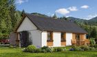 Projekt domu A-140 Dom sarnia - szkieletowy - parterowy dom o powierzchni 89,80 m², dach dwuspadowy - ujęcie 3