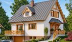 Projekt domu BW-32 wariant 2 (podpiwniczony) - parterowy z poddaszem dom o powierzchni 128,60 m², dach dwuspadowy, koszt budowy 347 000 zł - ujęcie frontu