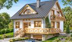 Projekt domu BW-32 wariant 1 (podpiwniczony) - parterowy z poddaszem dom o powierzchni 133,70 m², dach dwuspadowy, koszt budowy 352 000 zł - ujęcie frontu
