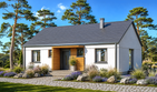 Projekt domu 047 ES domek Pani Darii - parterowy dom o powierzchni 85 m², dach dwuspadowy - ujęcie frontu
