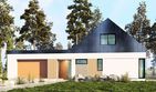 Projekt domu uA52 - parterowy z poddaszem dom o powierzchni 161,60 m², dach dwuspadowy, koszt budowy 448 000 zł - ujęcie frontu